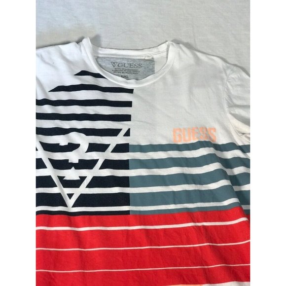 Guess Shirt Mens Sz Large White Multicolor Graphic Short Sleeve T-Shirt - Picture 2 of 5